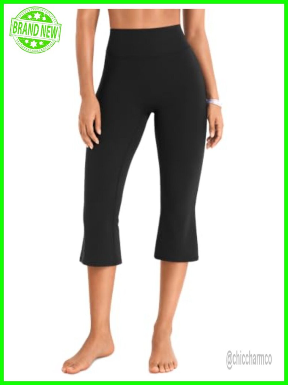 High Waist Capri Flare Leg Yoga Pants Ruched Booty Lifting Tummy Control